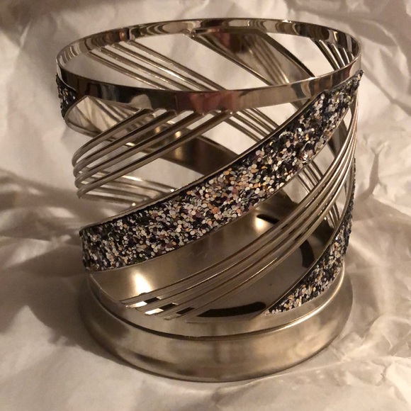 Candle Wicks Glittery Argyle 3-Wick Candle Holder Bath And Body